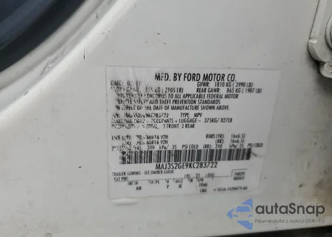 2019 Ford Ecosport Se из США, поврежденный, VIN MAJ3S2GE9KC283722